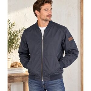Lucky Brand Mens XL Navy Blue Bomber Jacket Full Zip Lined Lightweight